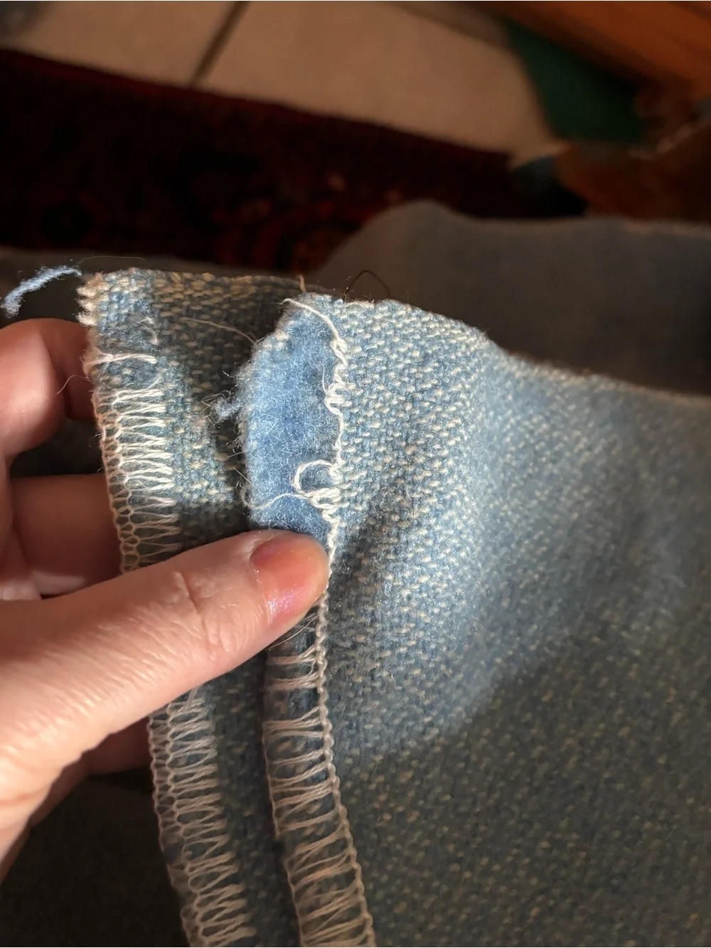 Vintage blue Striped Blanket